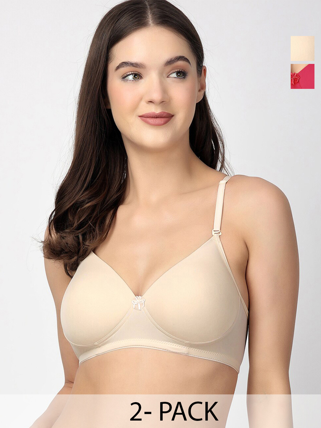 

Floret Pack Of 2 Medium Coverage All Day Comfort Super Support T-shirt Bras, Nude