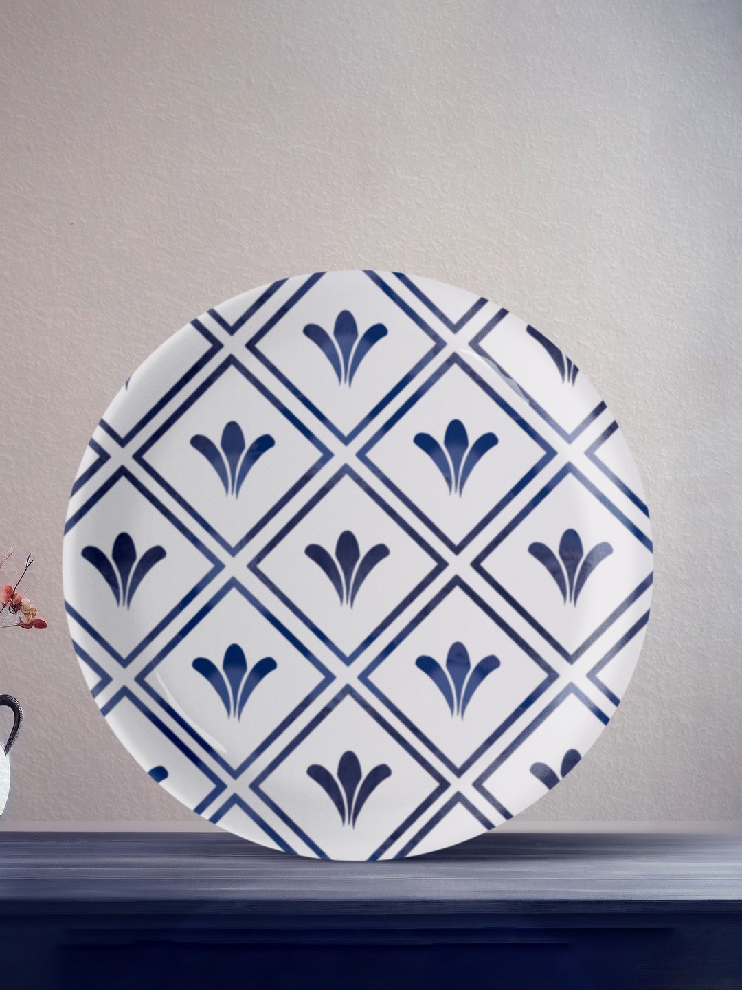 

nestroots Oceanic Odyssey Blue & White Printed Ceramic Hanging Wall Plate Decor