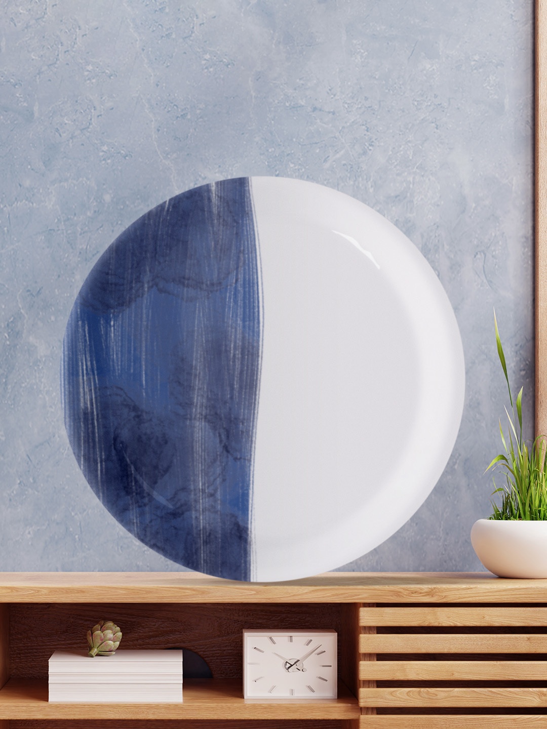 

nestroots Blue & White Printed Vintage Voyage Hanging Wall Plate Decor