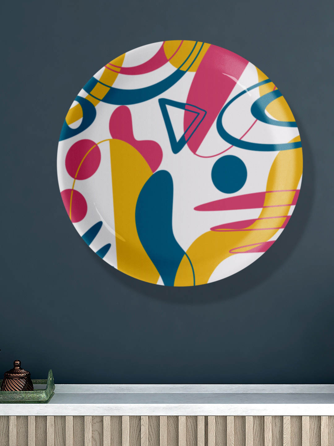 

nestroots White & Pink Printed Dainty Delight Ceramic Wall Plate Decor