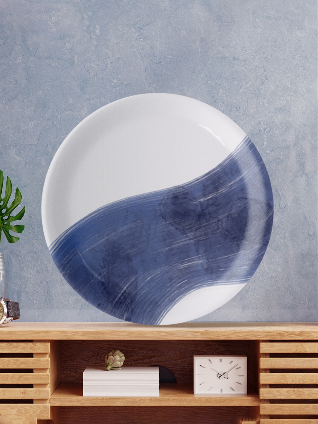 

nestroots Blue & White Printed Hanging Wall Plate Decor