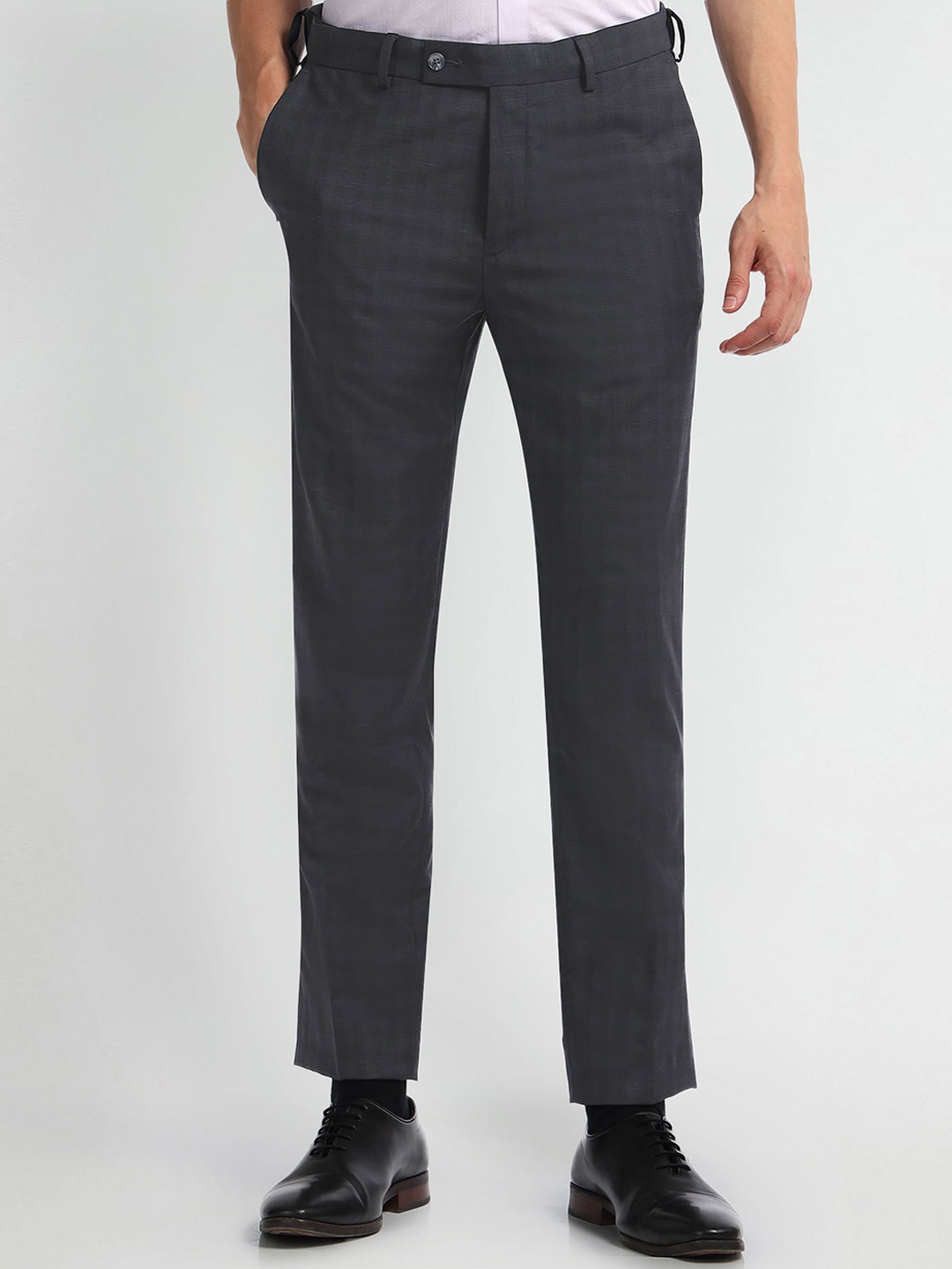 

Arrow Men Slim Fit Mid-Rise Formal Trousers, Grey