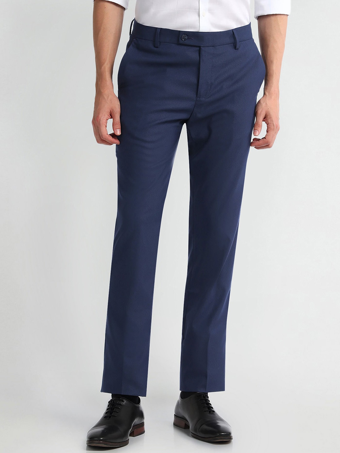 

Arrow Men Slim Fit Mid-Rise Formal Trousers, Blue
