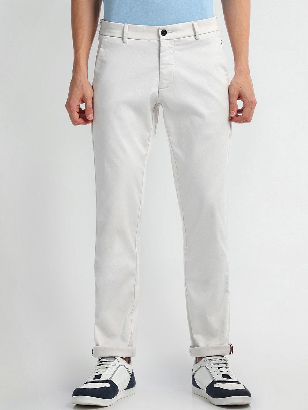

Arrow Sport Men Mid-Rise Zip Flat-Front Cotton Slim Fit Trouser, White