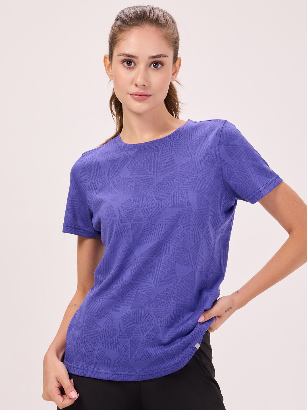 

Bombay High Women Abstract Printed Round Neck T-shirt, Purple