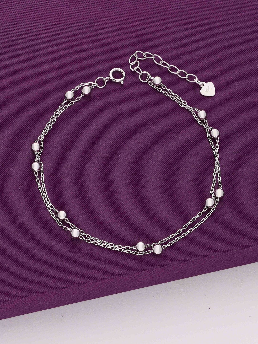 

KAI JEWEL 925 Sterling Silver Rhodium-Plated Cubic Zirconia Studded Link Bracelet