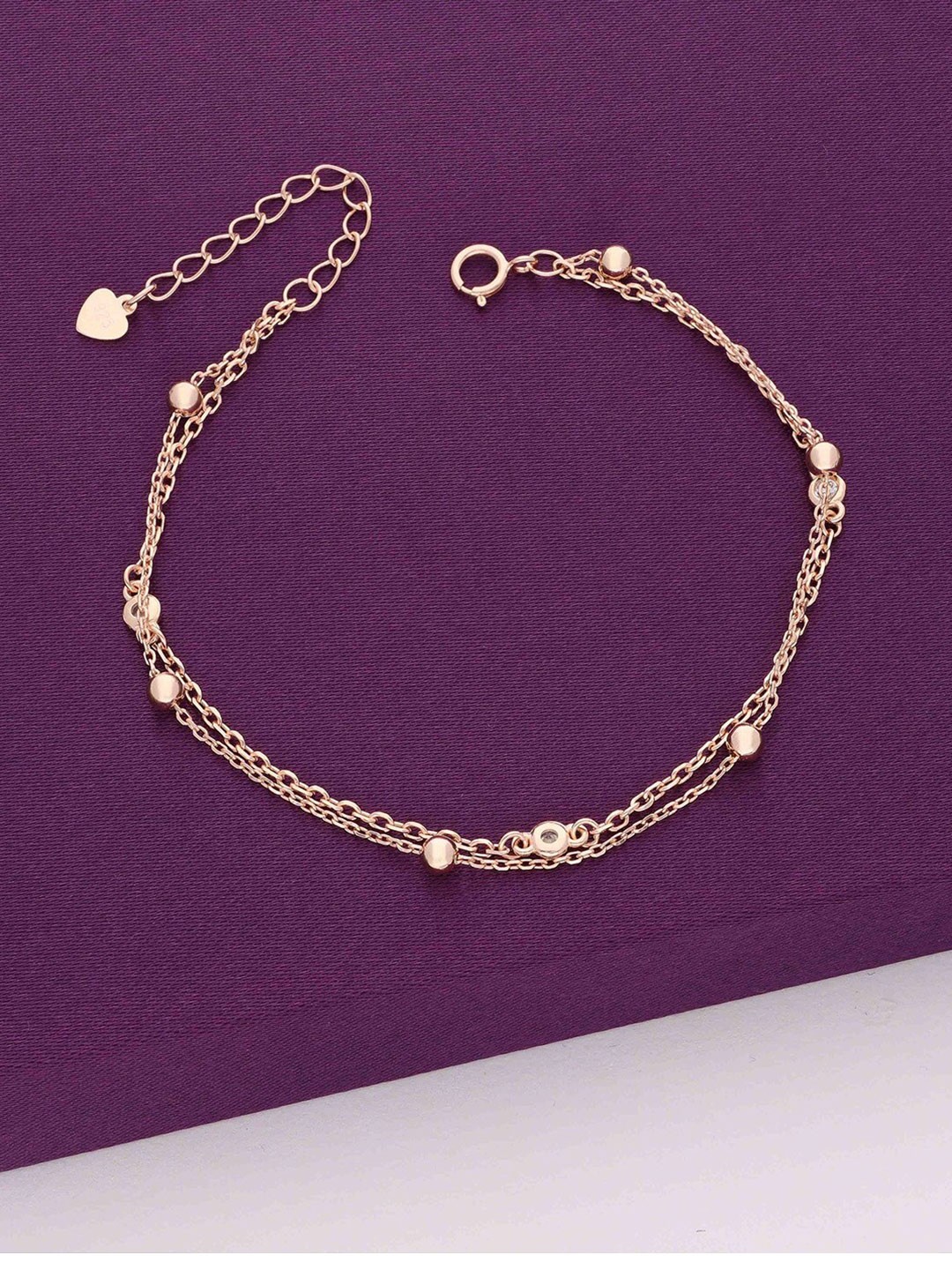 

KAI JEWEL Sterling Silver Cubic Zirconia Studded Rose Gold Plated Link Bracelet