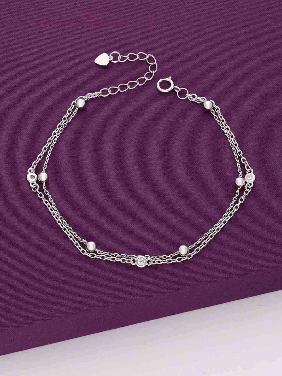 

KAI JEWEL 925 Sterling Silver Rhodium-Plated Cubic Zirconia Studded Link Bracelet