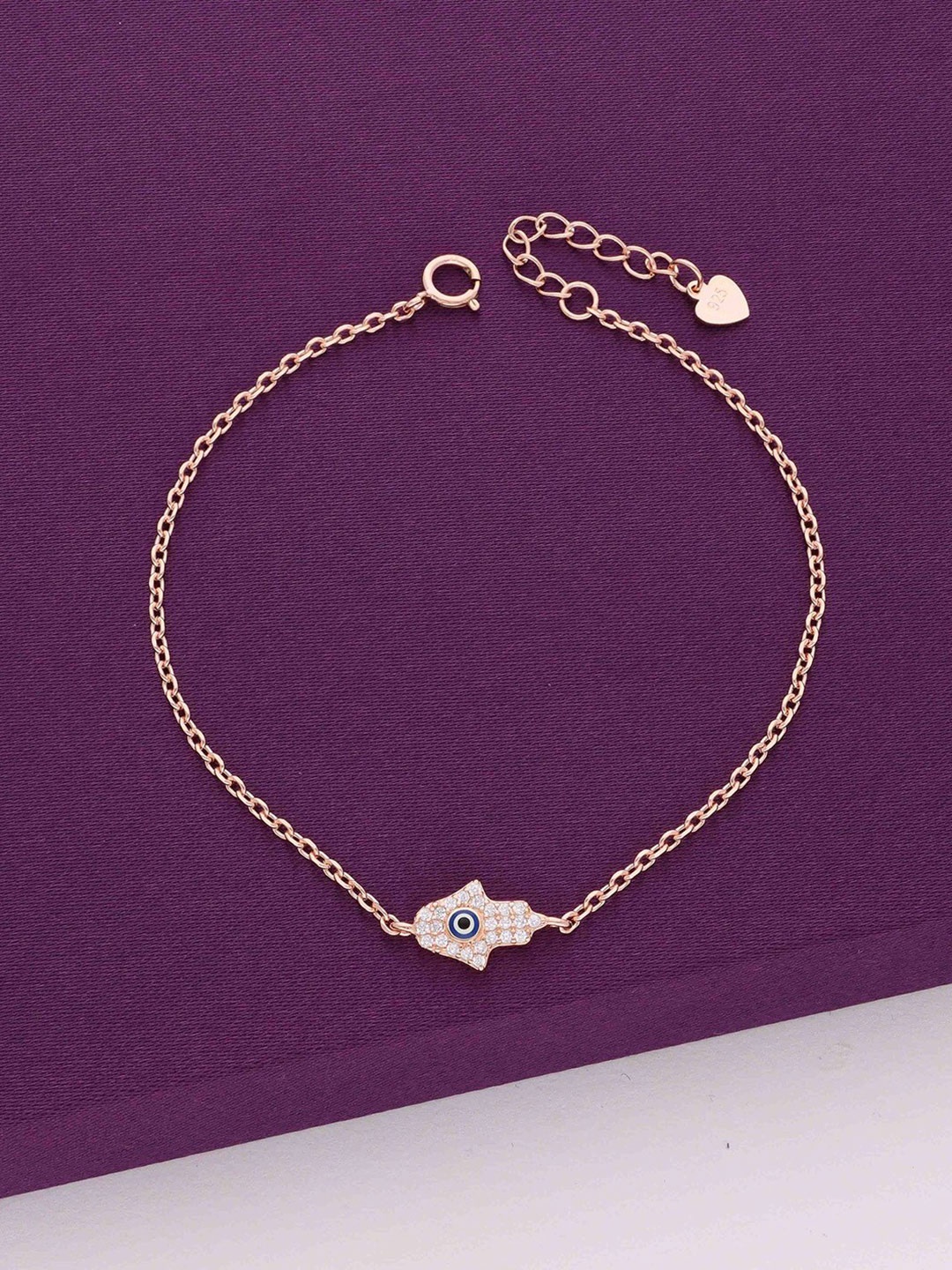

KAI JEWEL Rose Gold-Plated 925 Sterling Silver Cubic Zirconia Charm Bracelet