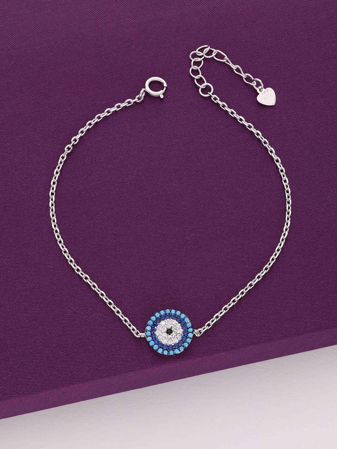 

KAI JEWEL 925 Sterling Silver Rhodium-Plated Cubic Zirconia Studded Link Bracelet