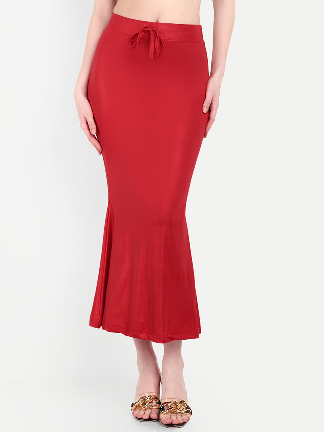 

Mehrang Shimmer Fish Cut Saree Shapewear, Red