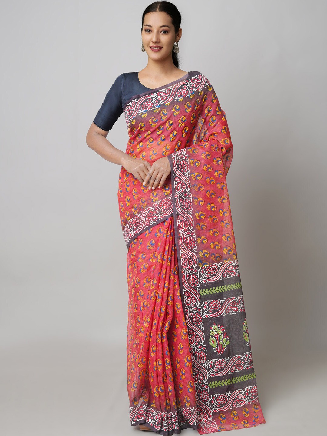 

Unnati Silks Ethnic Motifs Pure Cotton Handloom Kota Saree, Red