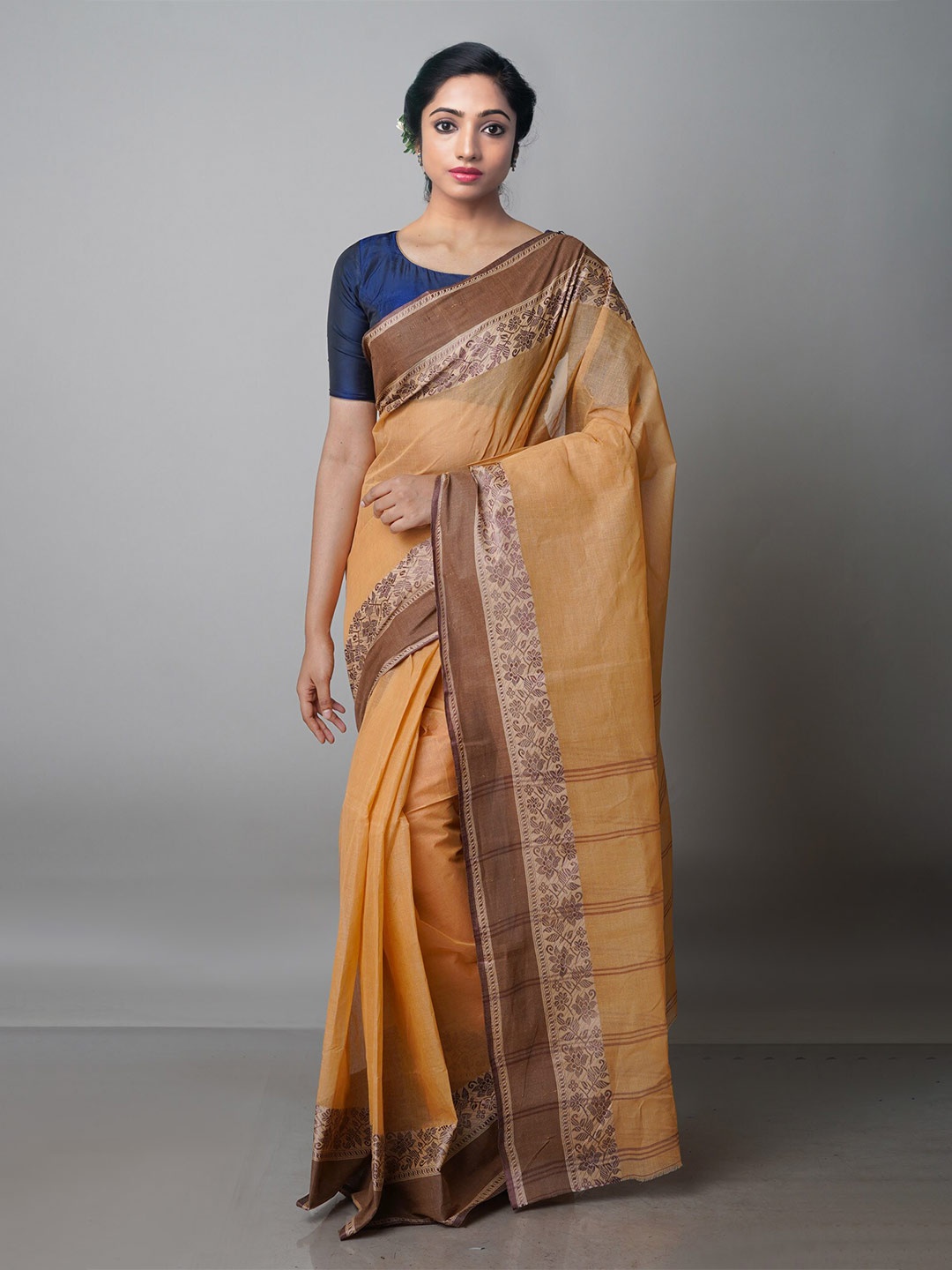 

Unnati Silks Pure Cotton Handloom Saree, Orange