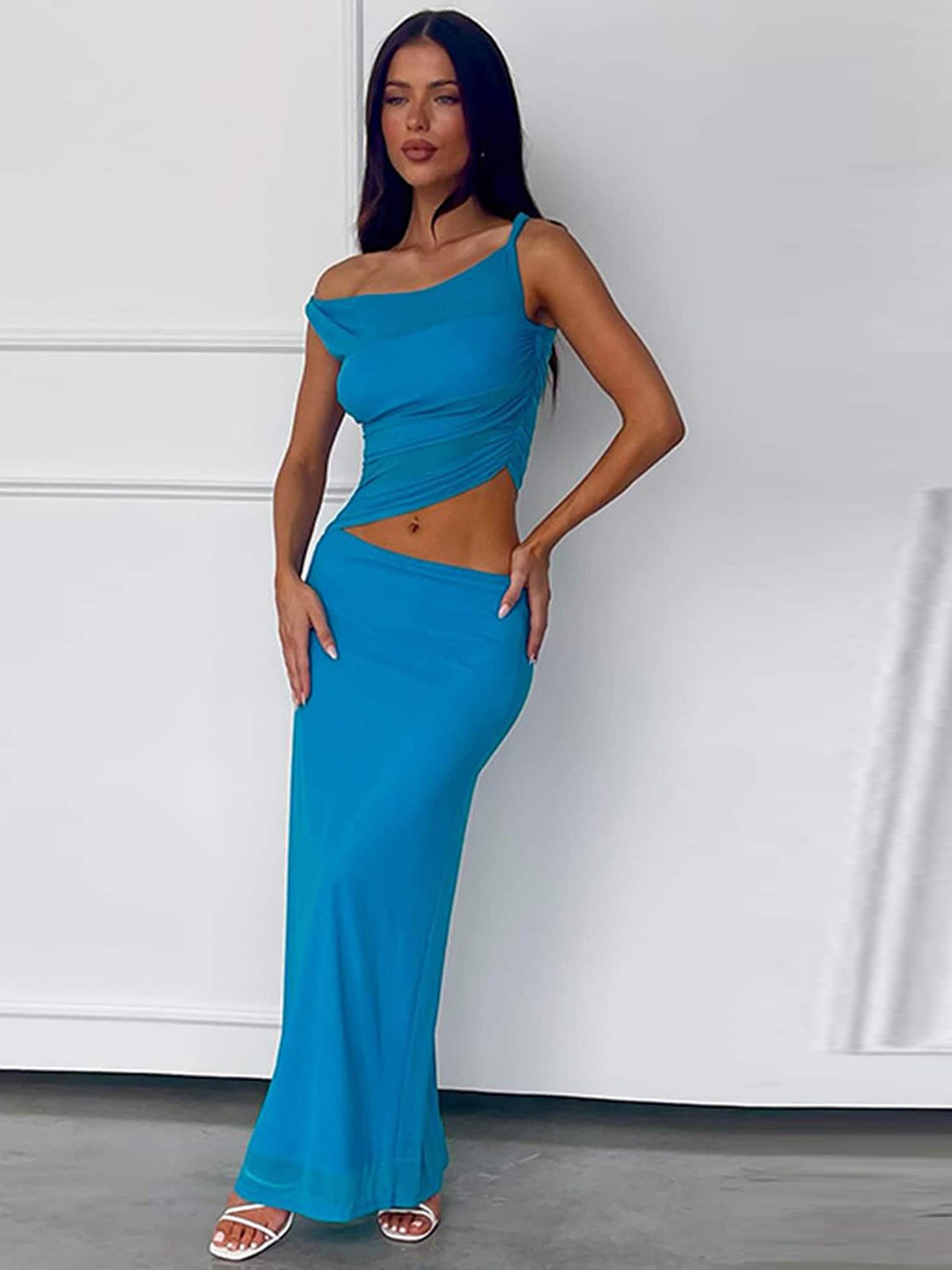 

LULU & SKY Shoulder Straps Top & Skirt, Blue