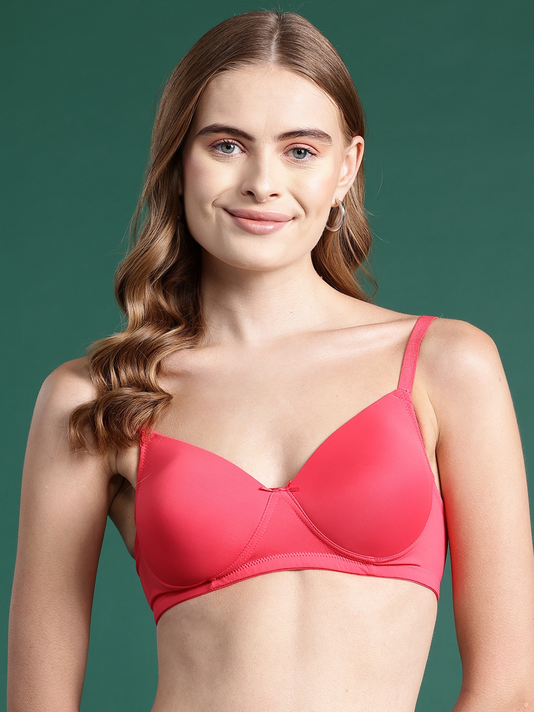 

DressBerry Full Coverage Lightly Padded Bra, Coral