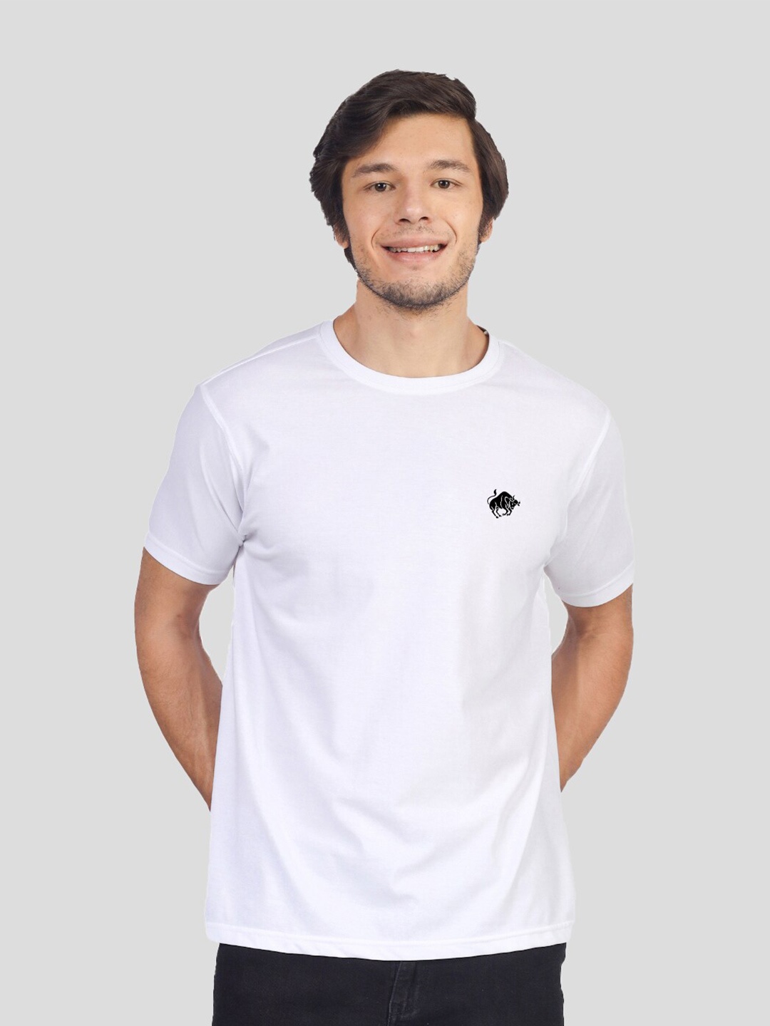 

Greylongg Men Applique T-shirt, White