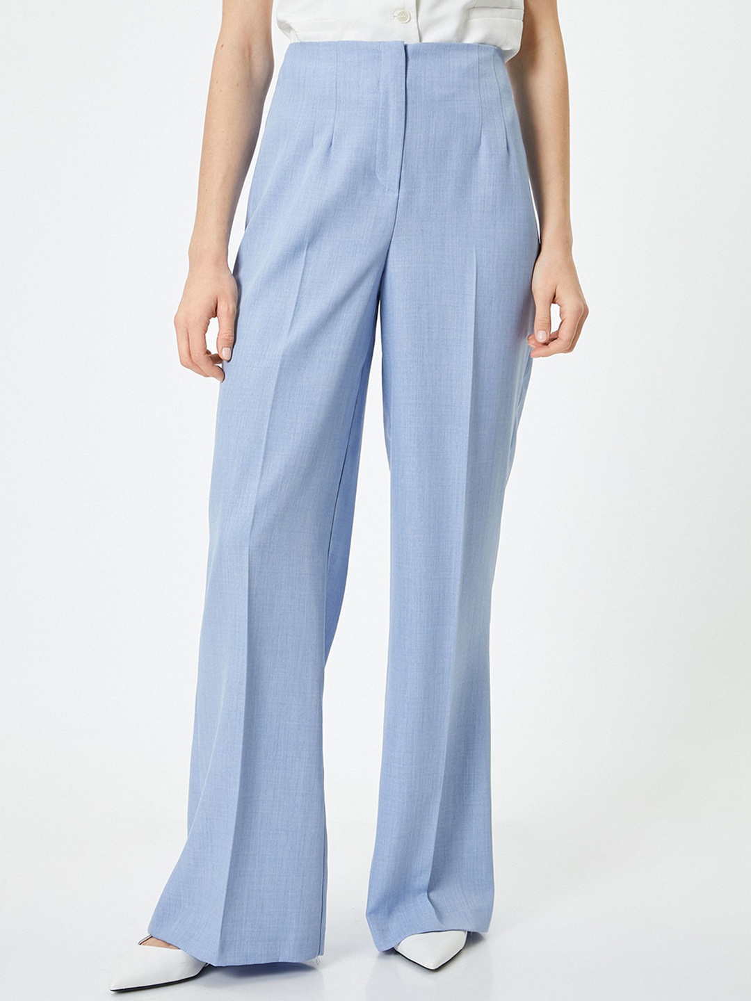 

Koton Women Mid-Rise Parallel Trousers, Blue