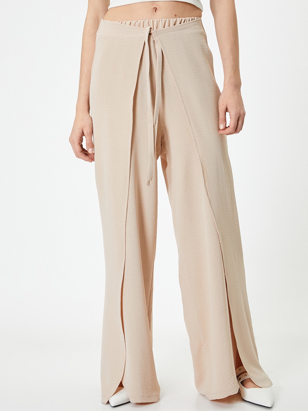 

Koton Women Mid-Rise Parallel Trousers, Beige