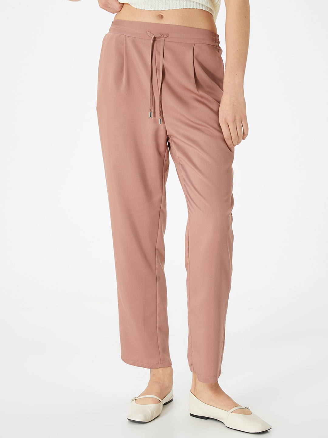 

Koton Women Mid-Rise Pleated Trouser, Rose