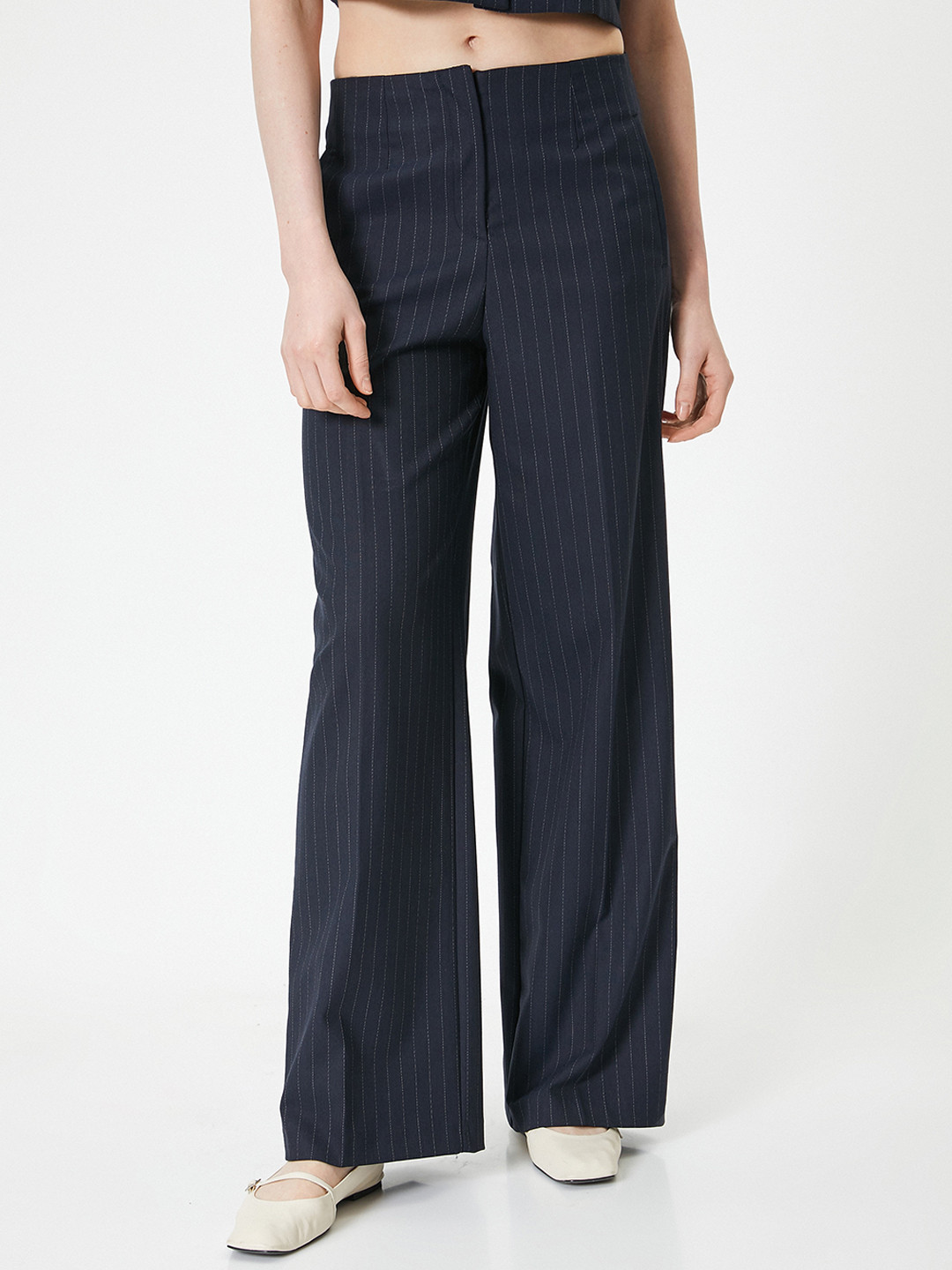

Koton Women Mid-Rise Parallel Trousers, Navy blue