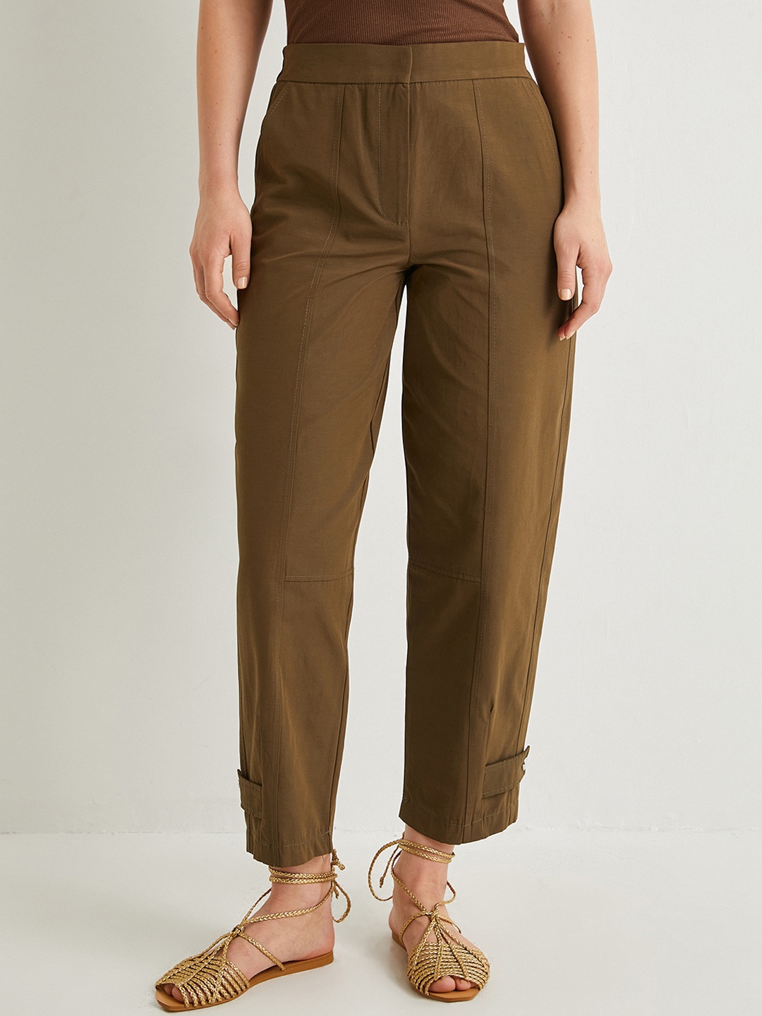 

Koton Women Mid-Rise Trousers, Khaki