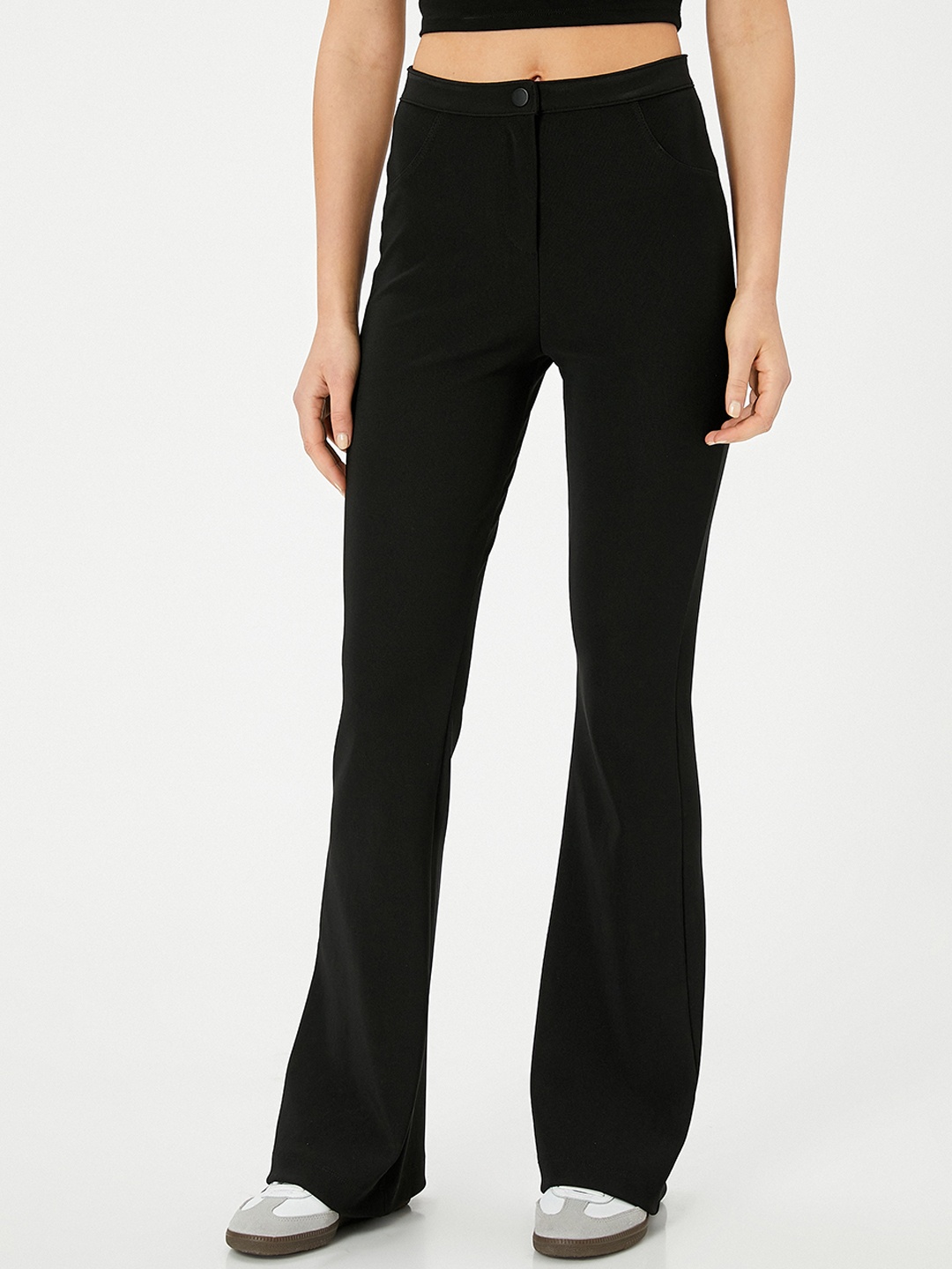 

Koton Women Mid-Rise Parallel Trousers, Black