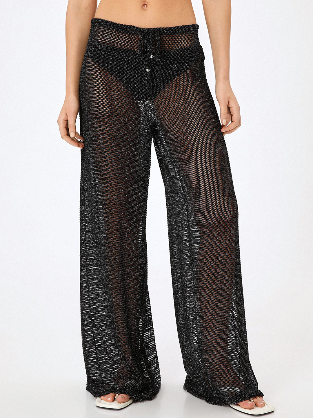 

Koton Women Mid-Rise Parallel Trousers, Black