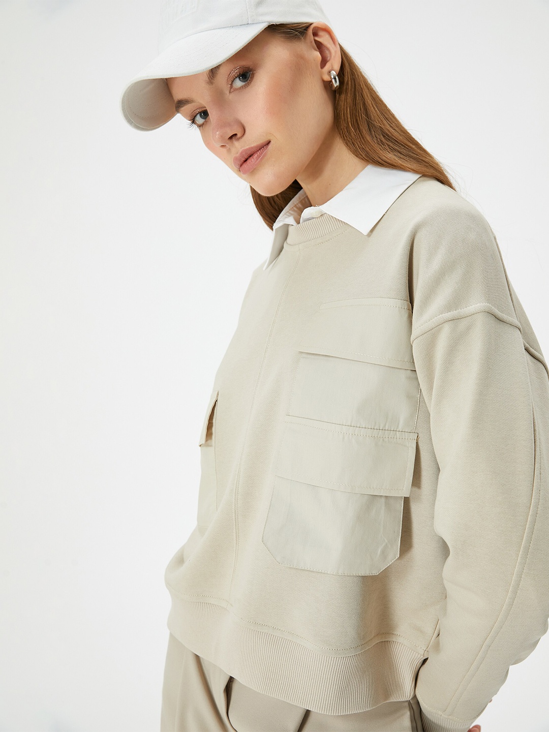 

Koton Round Neck Knitted Pullover Sweatshirt, Beige