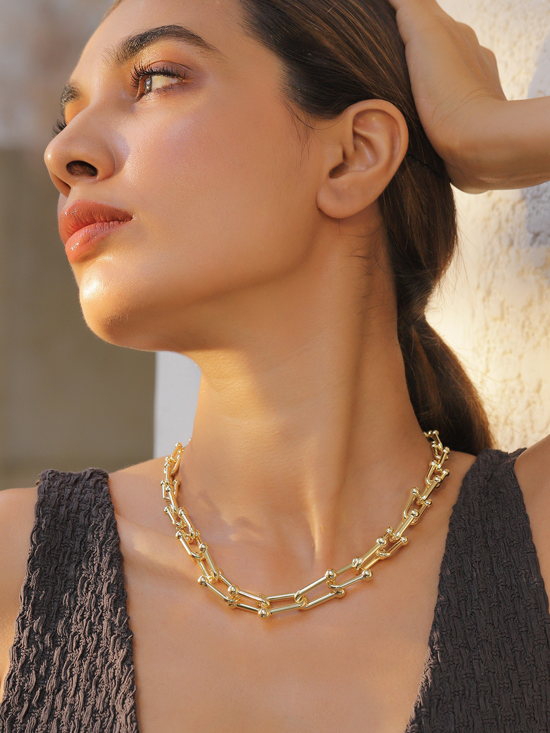 

Rubans Voguish 22KT Gold Plated Brass Intricate Linked Necklace