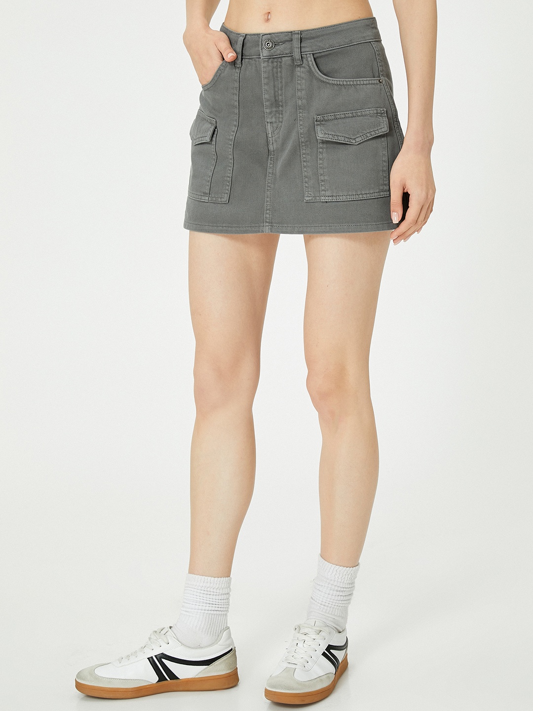 

Koton Pure Cotton Mini Skorts, Grey