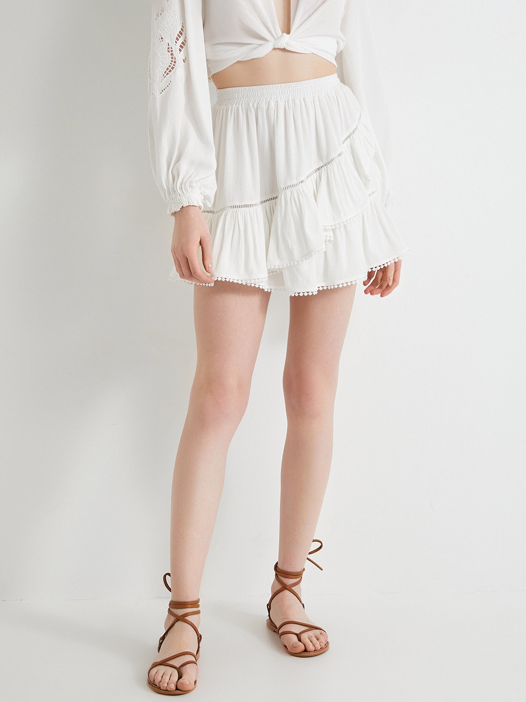 

Koton White Flared Mini Skirt