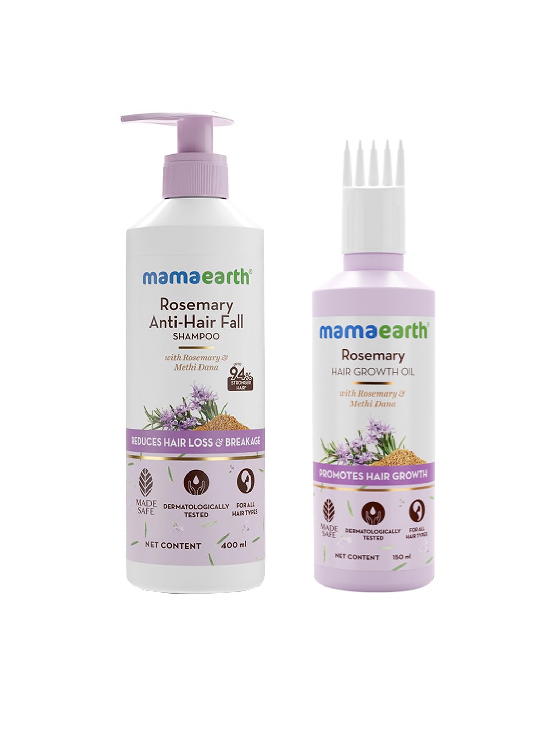 

Mamaearth Set of Rosemary Hair Oil - 150 ml & Rosemary Anti-Hair Fall Shampoo - 400 ml, White