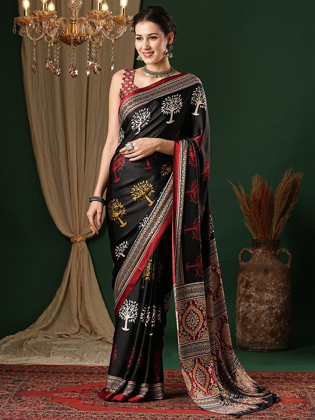 

Anouk Ethnic Motifs Pure Crepe Saree, Black