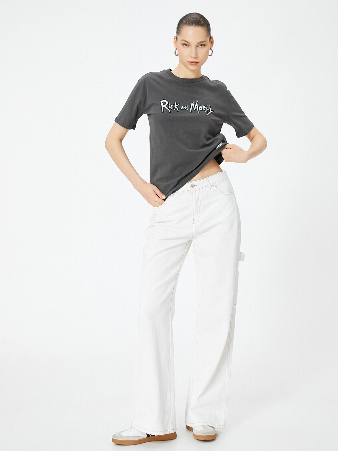 

Koton Women Typography Printed T-shirt, Grey