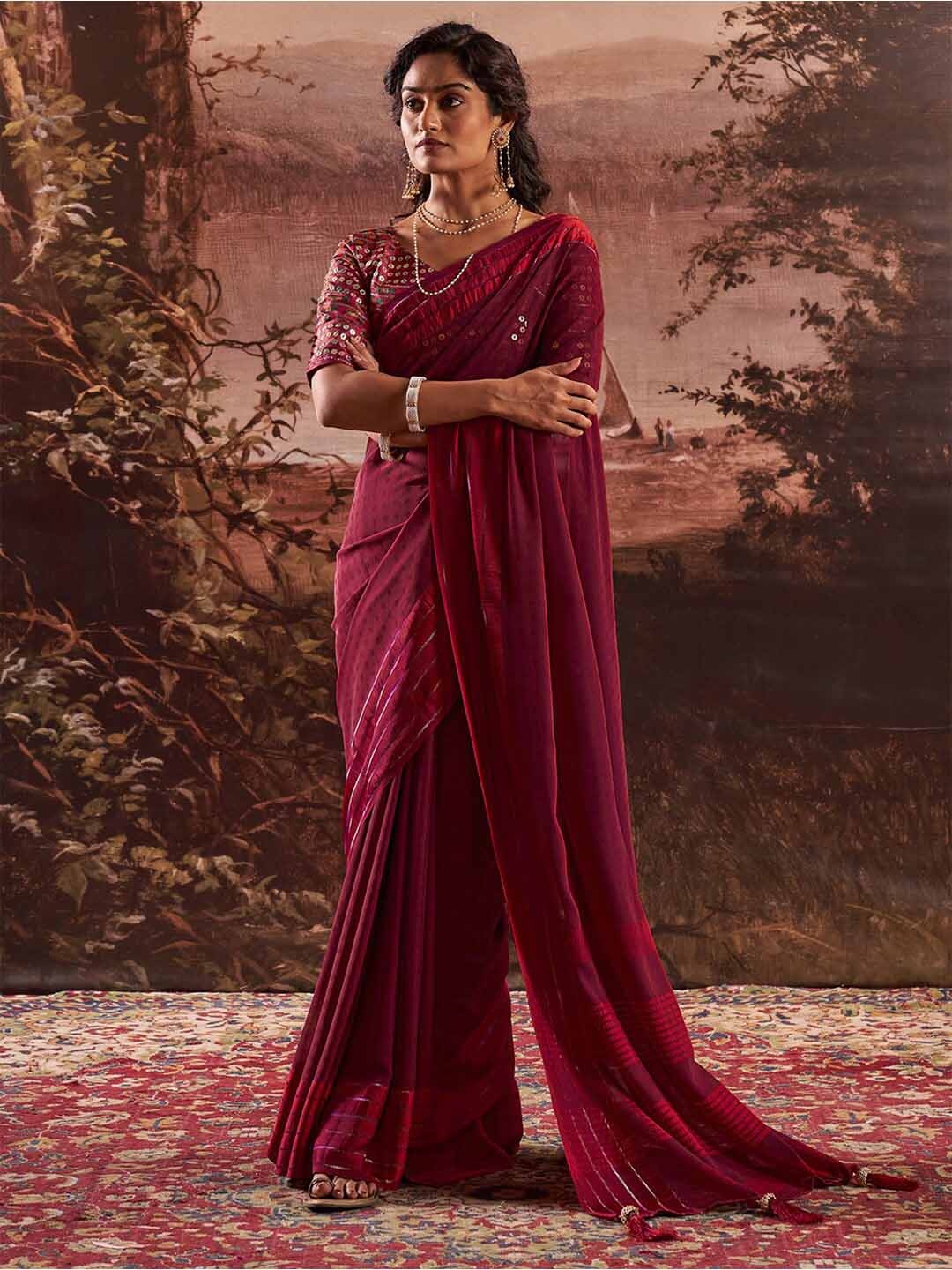 

Saree mall Pure Georgette Sarees, Pink