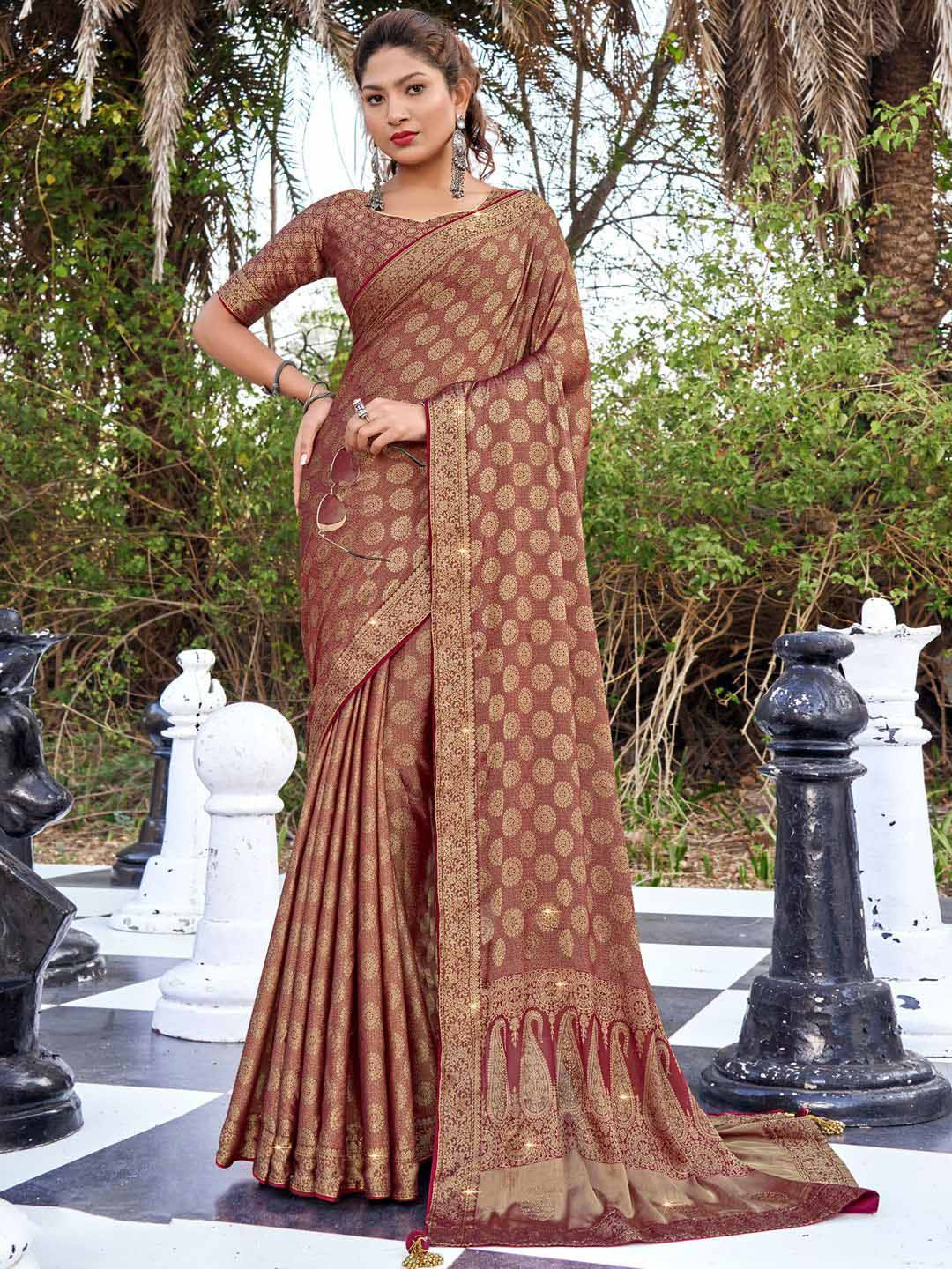 

Saree mall Woven Design Zari Pure Silk Banarasi Sarees, Maroon