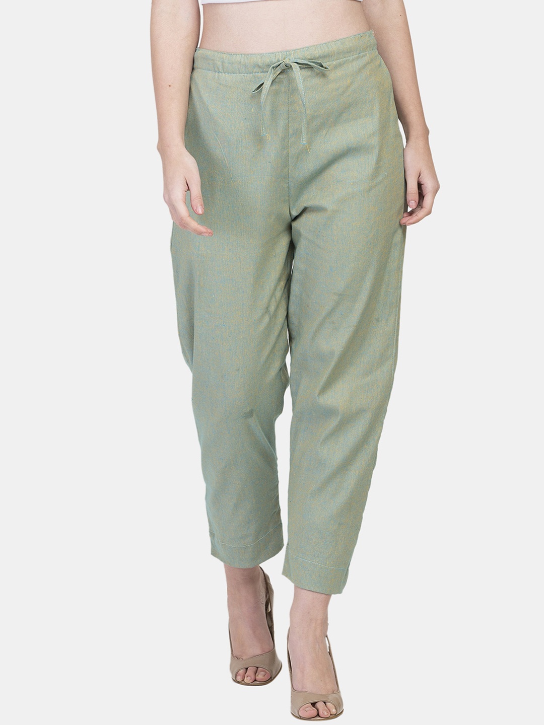 

Aarsha Women Relaxed Straight Leg Mid-Rise Cotton Culotte Trousers, Grey