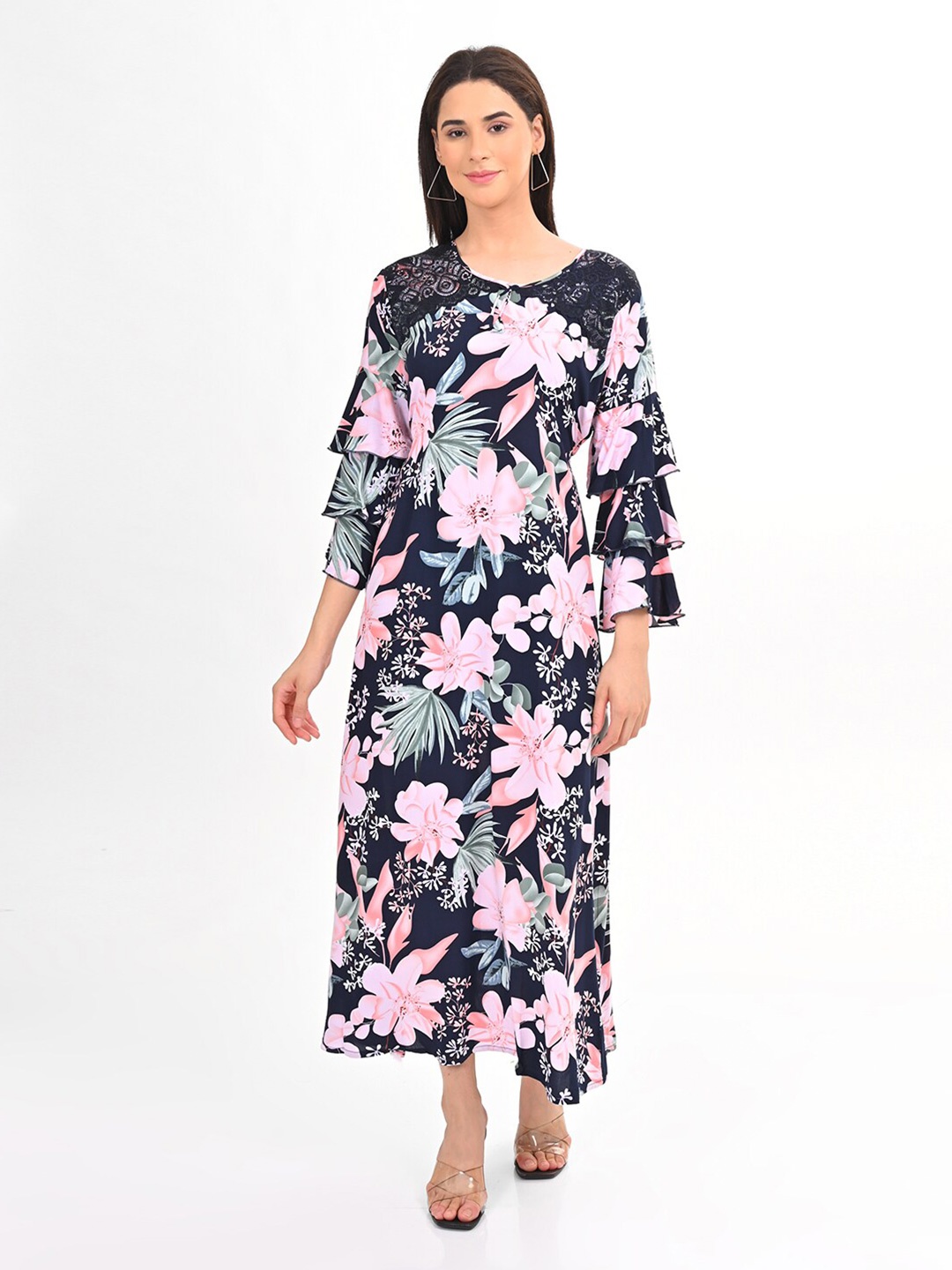 

GOLDSTROMS Printed A-Line Maxi Dress, Navy blue