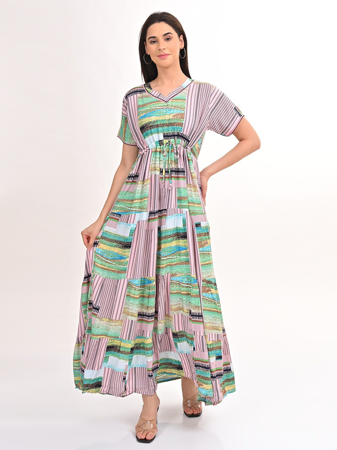 

GOLDSTROMS Printed A-Line Maxi Dress, Green