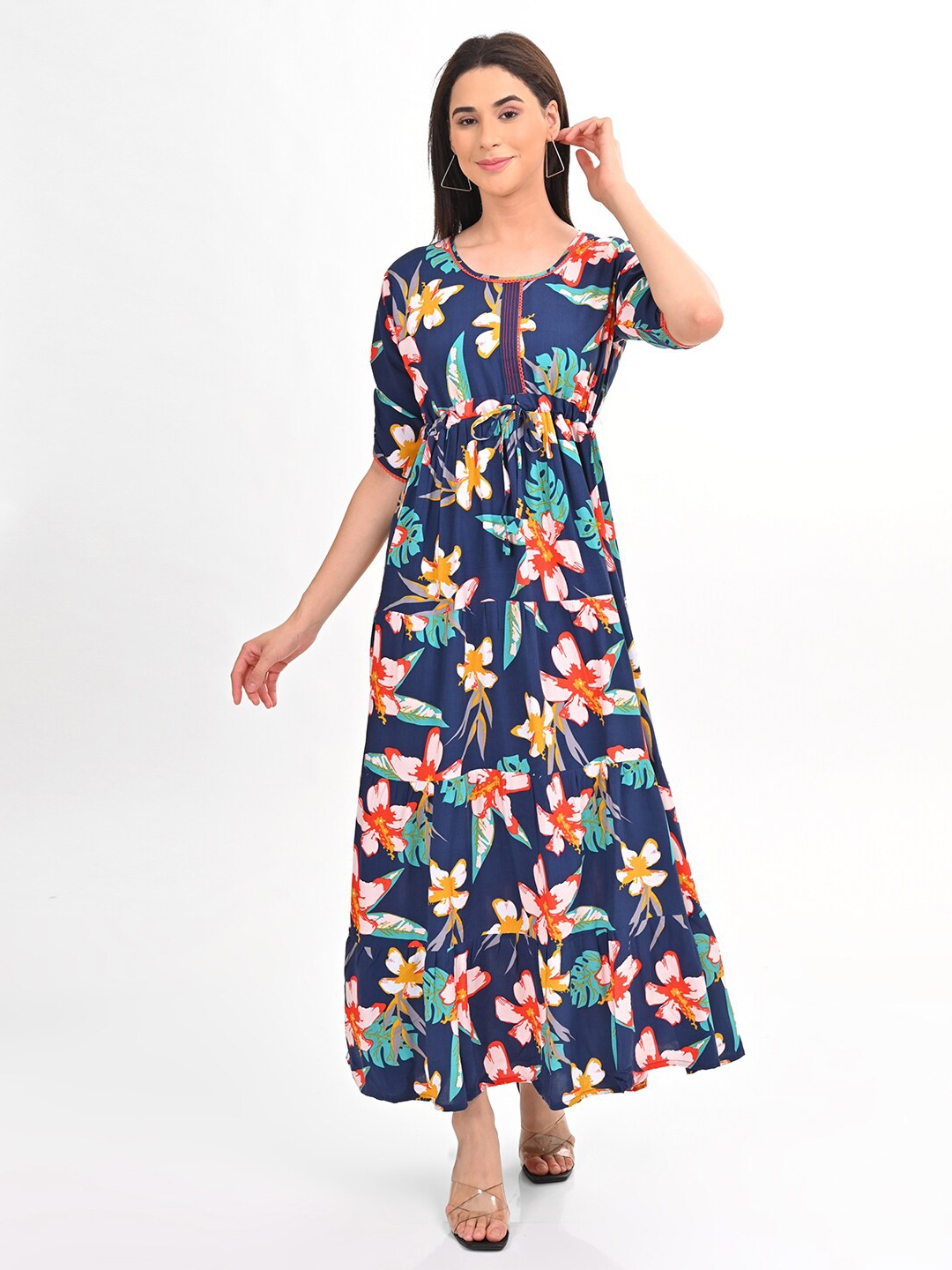 

GOLDSTROMS Printed A-Line Maxi Dress, Navy blue