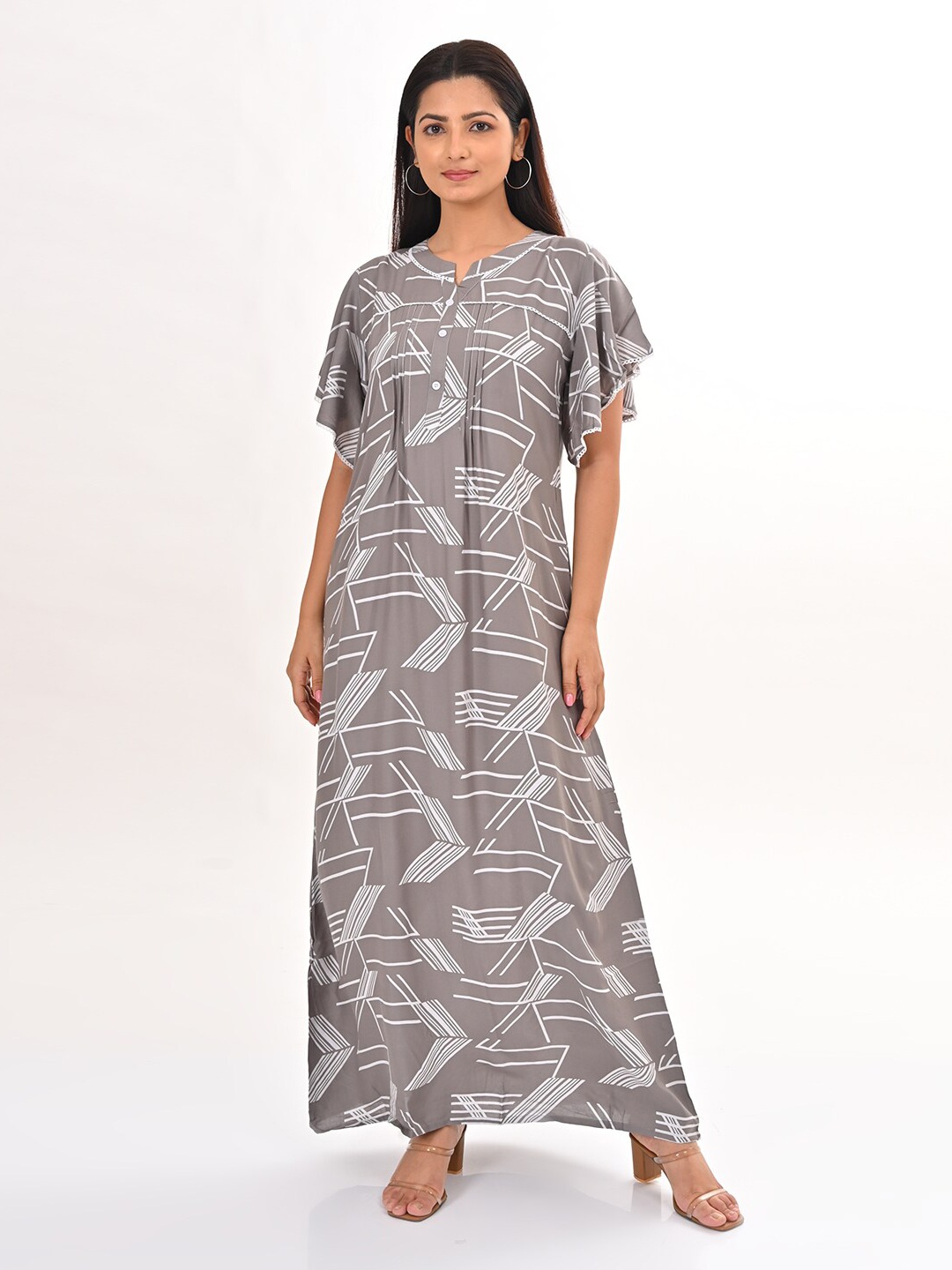 

GOLDSTROMS Printed A-Line Maxi Dress, Grey