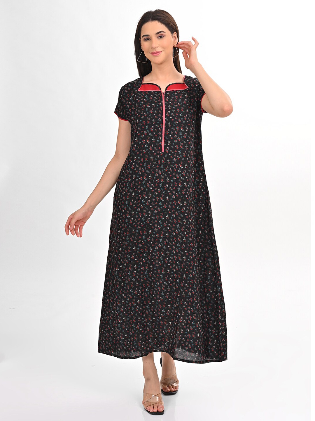 

GOLDSTROMS Printed A-Line Ethnic Dress, Black