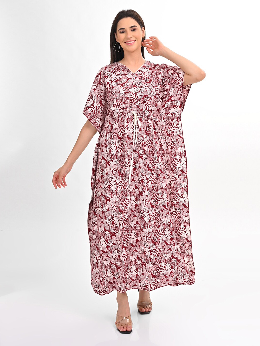 

GOLDSTROMS Printed Kaftan Maxi Ethnic Dress, Maroon