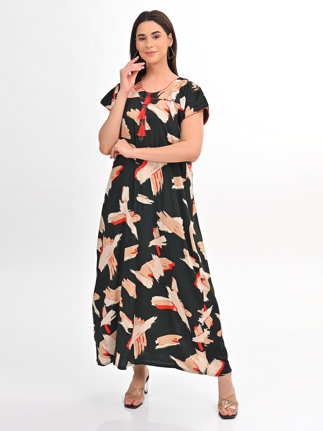 

GOLDSTROMS Printed A-Line Maxi Dress, Green