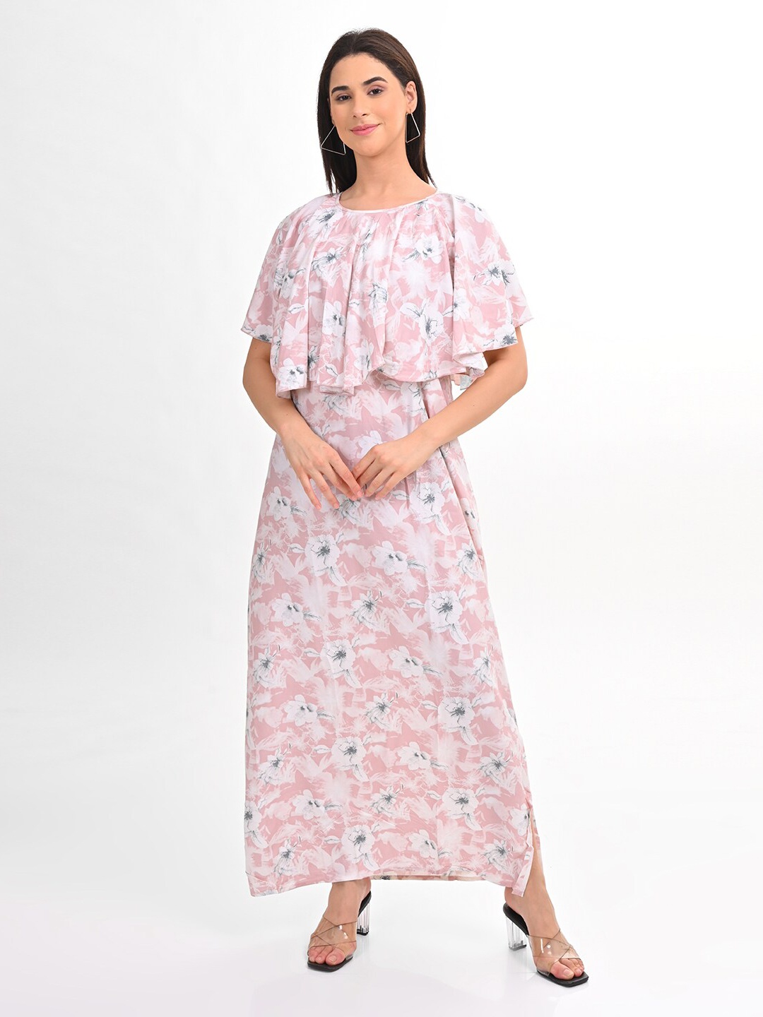 

GOLDSTROMS Women Printed A-Line Maxi Dress, Pink