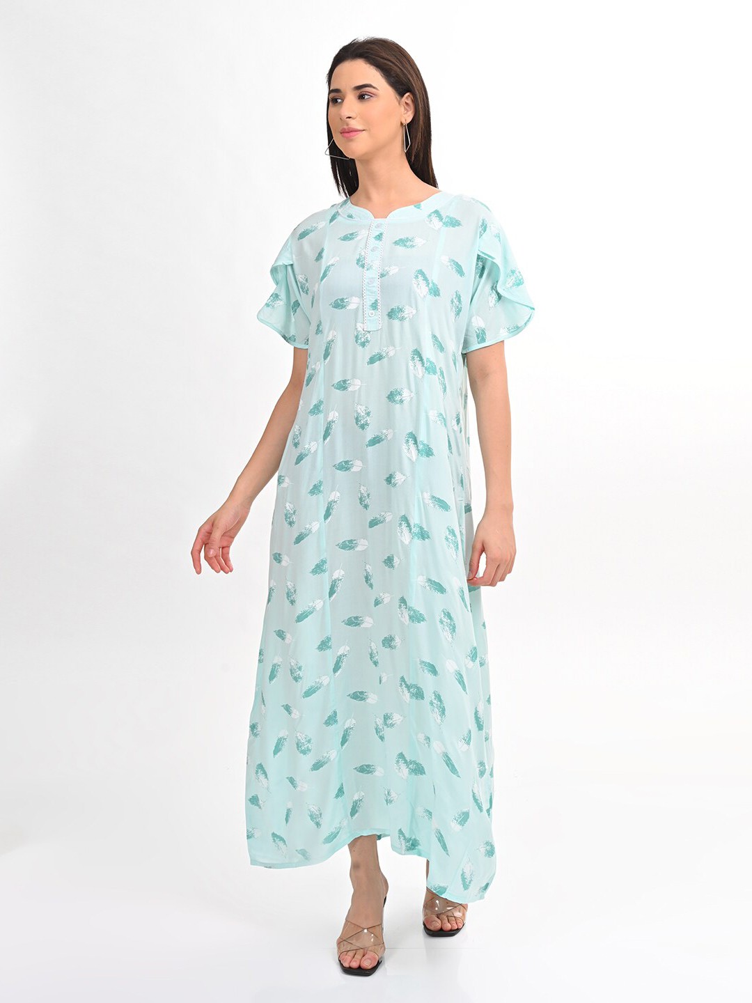 

GOLDSTROMS Printed A-Line Maxi Dress, Blue