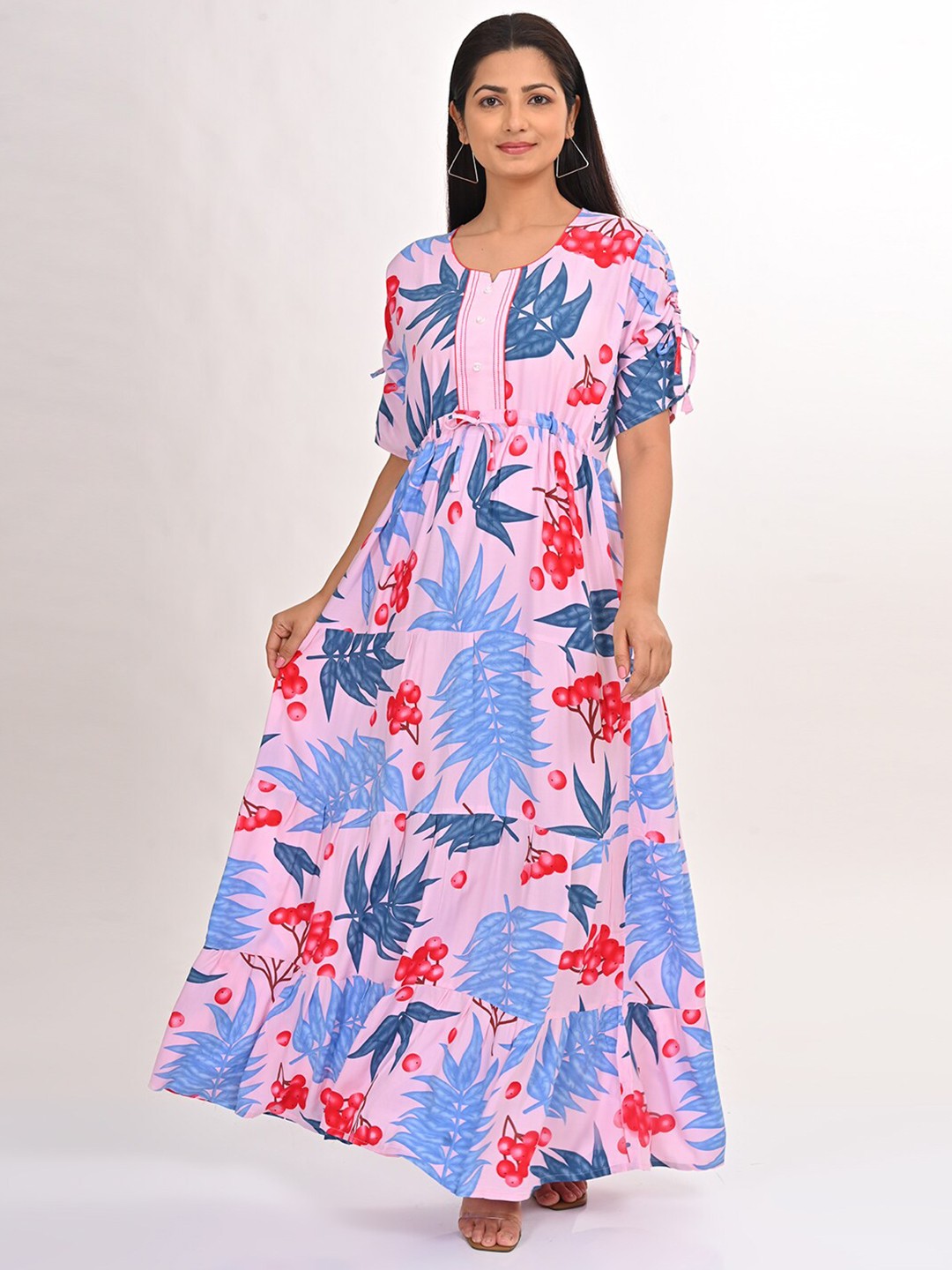 

GOLDSTROMS Printed Fit & Flare Maxi Ethnic Dress, Pink