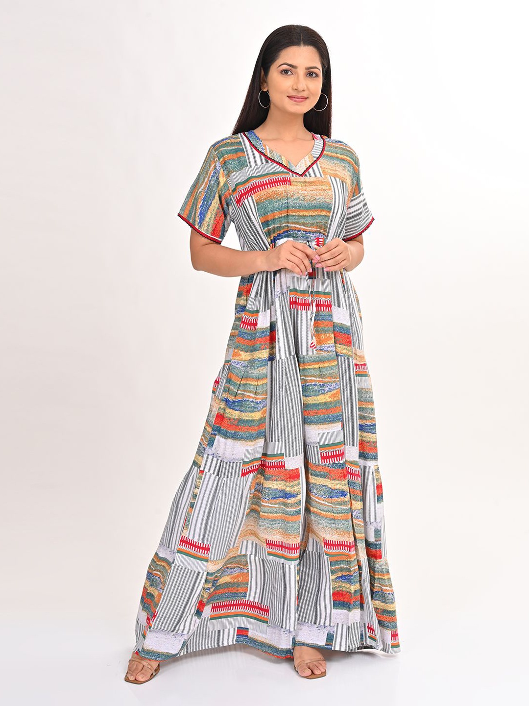 

GOLDSTROMS Printed A-Line Maxi Dress, Orange