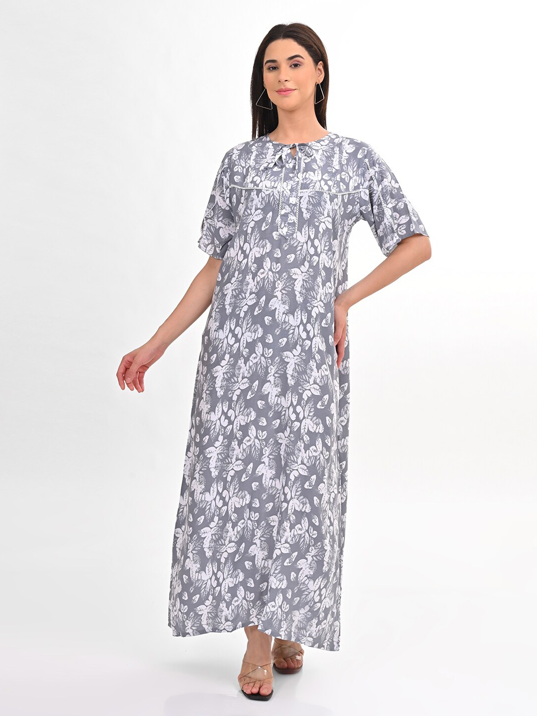 

GOLDSTROMS Printed A-Line Maxi Ethnic Dress, Grey