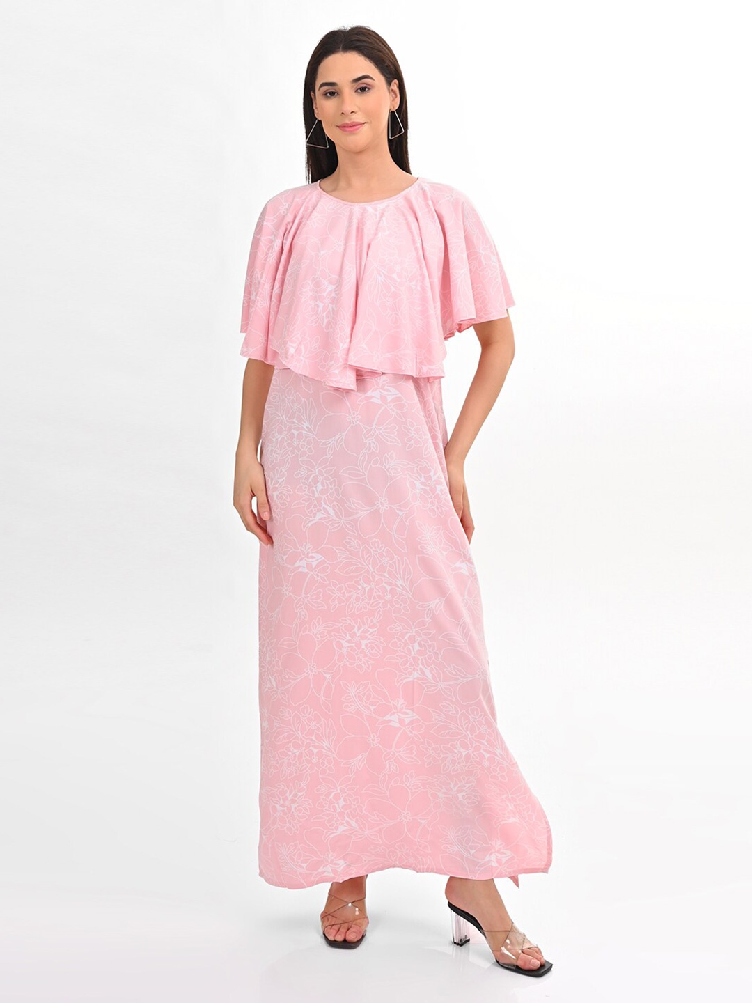 

GOLDSTROMS Floral Printed A-Line Maxi Dress, Pink